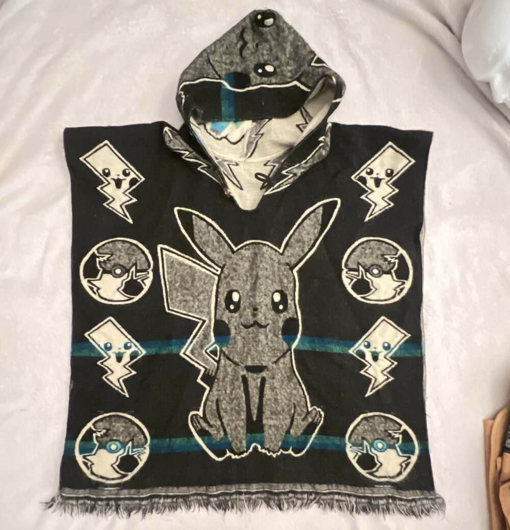 Native Creations Pikachu Alpaca Wool Hooded Poncho Black